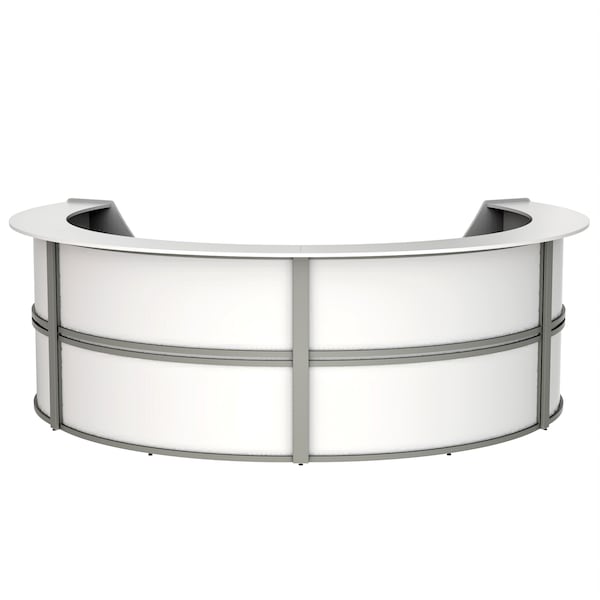 Reception Desk 107 in D X 46 in H, 11.8 ft W X Thermofused Laminate, White